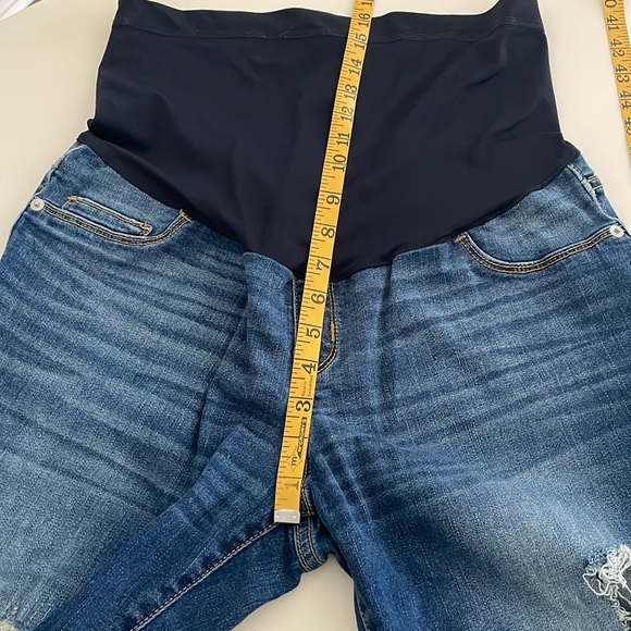 Liz Lange Maternity Ankle Skinny Factory Distressed PullOn jeans- Size M - Picture 7 of 11